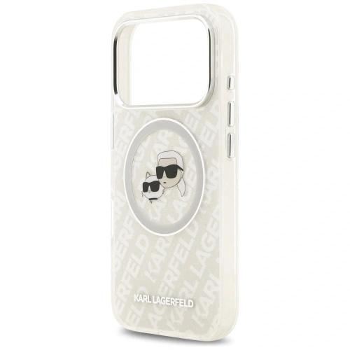 Etui Karl Lagerfeld IML Glitter Karl & Choupette Heads Logo MagSafe do Apple iPhone 17 Pro Max szary