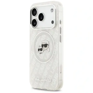 Etui Karl Lagerfeld IML Glitter Karl & Choupette Heads Logo MagSafe do Apple iPhone 17 Pro szary