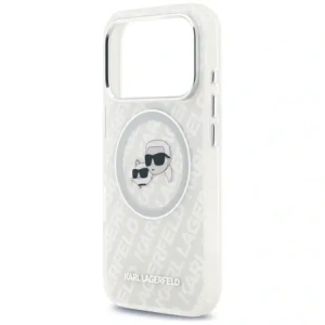 Etui Karl Lagerfeld IML Glitter Karl & Choupette Heads Logo MagSafe do Apple iPhone 17 Pro szary
