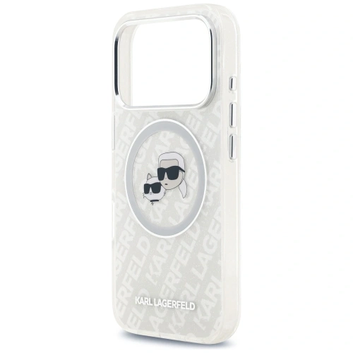 Etui Karl Lagerfeld IML Glitter Karl & Choupette Heads Logo MagSafe do Apple iPhone 17 Pro szary
