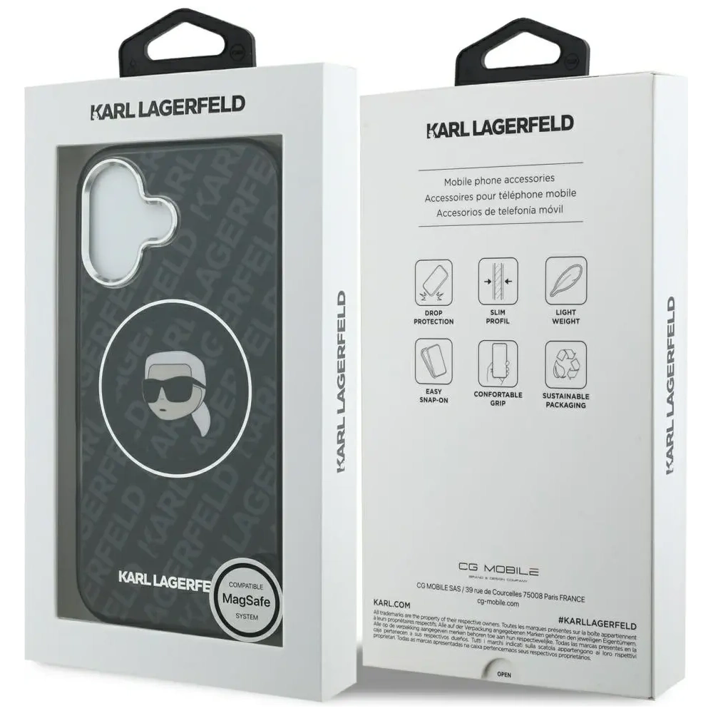 Etui Karl Lagerfeld IML Karl Head Logo MagSafe do Apple iPhone 17 czarny