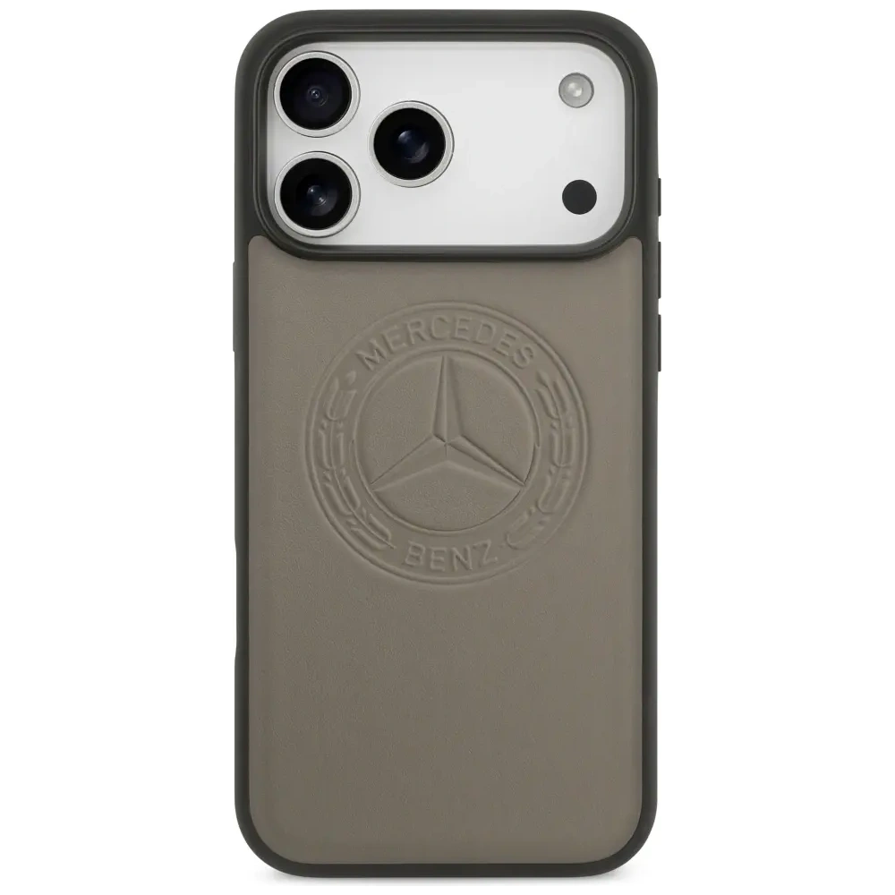 Etui Mercedes Leather Vintage Logo MagSafe do Apple iPhone 17 Pro Max taupe