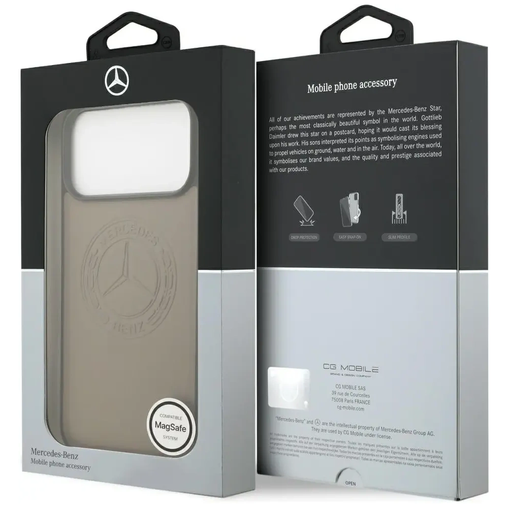 Etui Mercedes Leather Vintage Logo MagSafe do Apple iPhone 17 Pro Max taupe