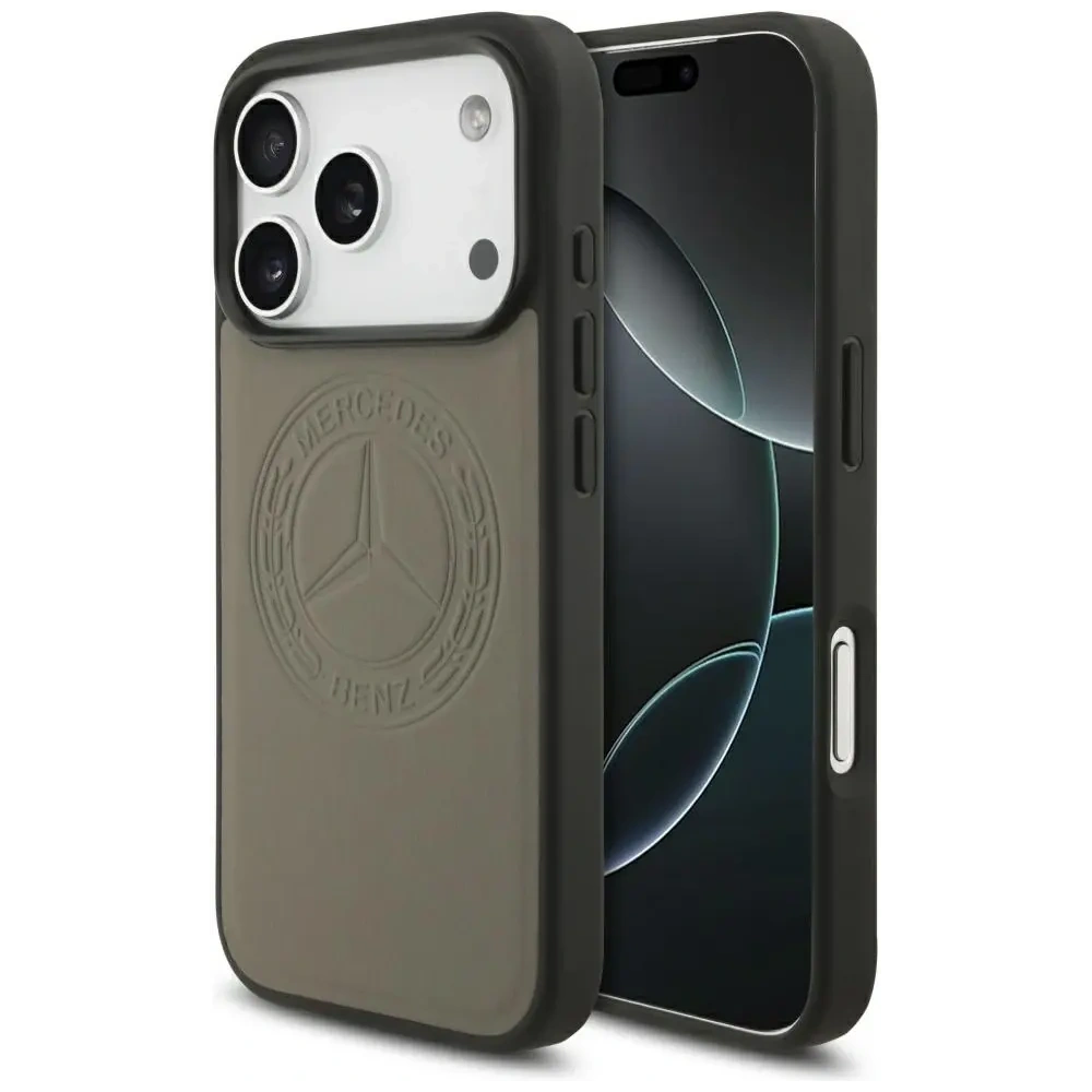 Etui Mercedes Leather Vintage Logo MagSafe do Apple iPhone 17 Pro taupe