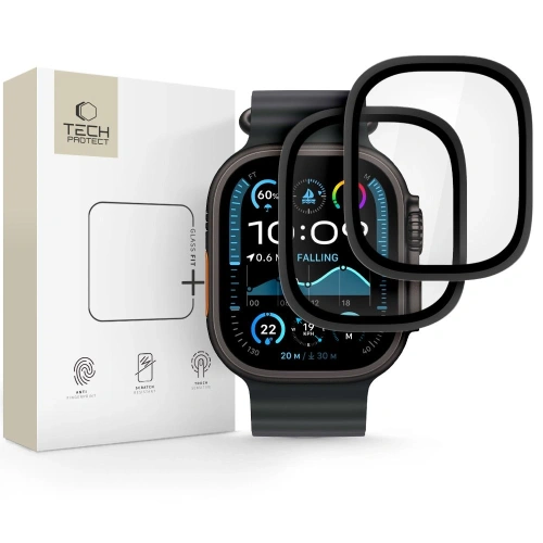 Szkło hartowane Tech-Protect Glass Ring do Apple Watch Ultra 1 / 2 / 3 49mm Black [2 PACK]