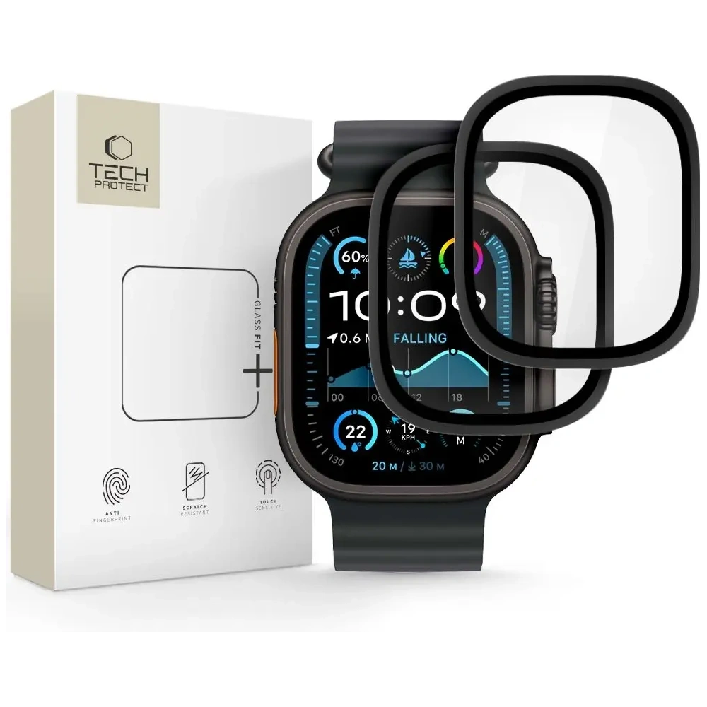 Szkło hartowane Tech-Protect Glass Ring do Apple Watch Ultra 1 / 2 49mm Black [2 PACK]