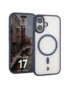 Etui z pierścieniem magnetycznym Bizon Case MatteO do Apple iPhone 17 przydymione-granatowe