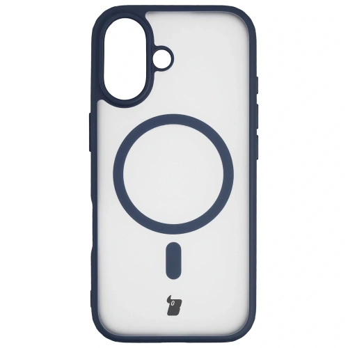 Etui z pierścieniem magnetycznym Bizon Case MatteO do Apple iPhone 17 przydymione-granatowe