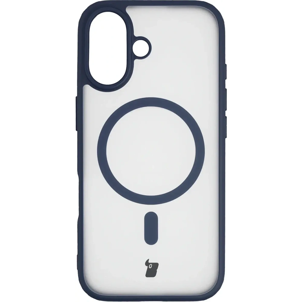 Etui z pierścieniem magnetycznym Bizon Case MatteO do Apple iPhone 17 przydymione-granatowe