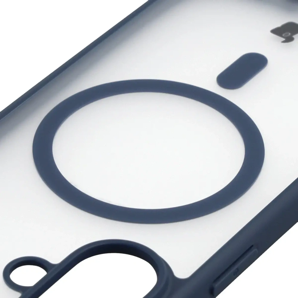 Etui z pierścieniem magnetycznym Bizon Case MatteO do Apple iPhone 17 przydymione-granatowe