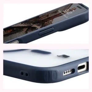 Etui z pierścieniem magnetycznym Bizon Case MatteO do Apple iPhone 17 przydymione-granatowe
