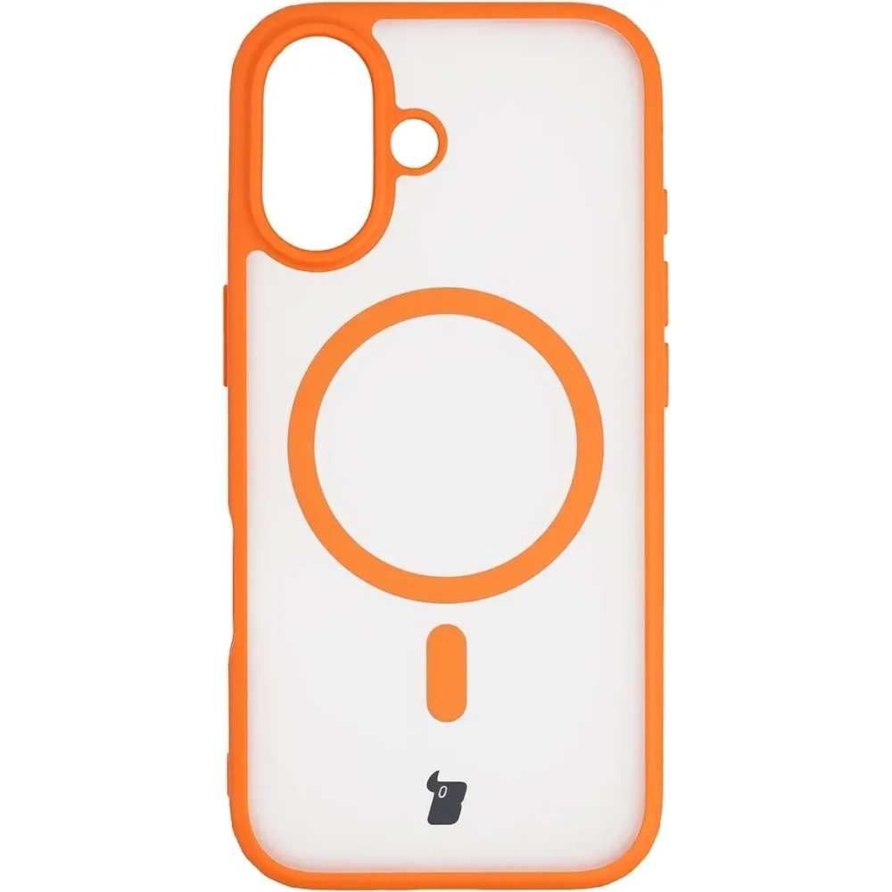 Etui z pierścieniem magnetycznym Bizon Case MatteO do Apple iPhone 17 przydymione-pomarańczowe
