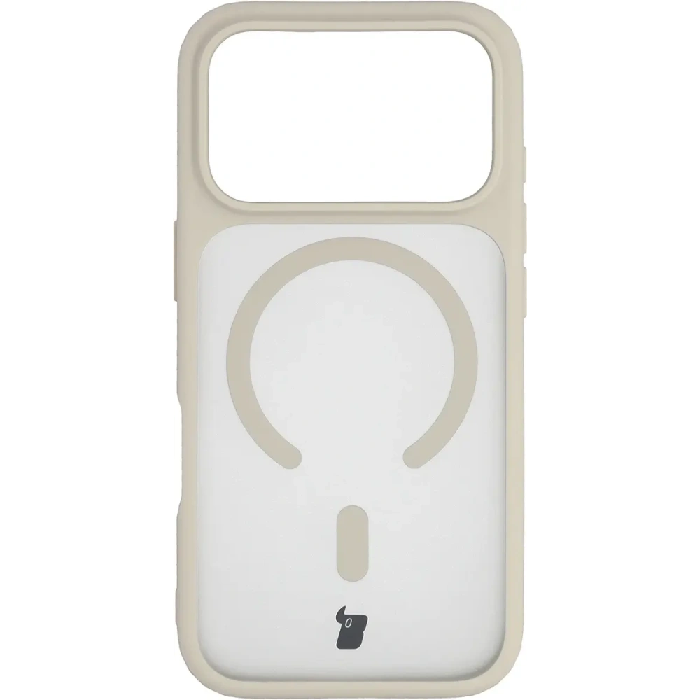 Etui z pierścieniem magnetycznym Bizon Case MatteO do Apple iPhone 17 Pro przydymione-beżowe