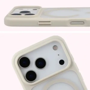 Etui z pierścieniem magnetycznym Bizon Case MatteO do Apple iPhone 17 Pro przydymione-beżowe