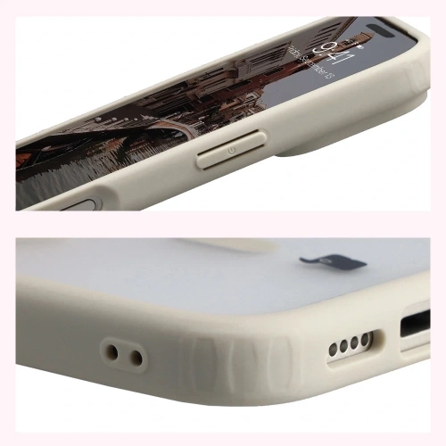Etui z pierścieniem magnetycznym Bizon Case MatteO do Apple iPhone 17 Pro przydymione-beżowe