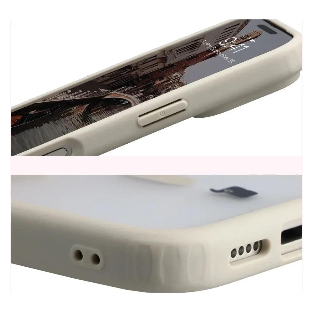 Etui z pierścieniem magnetycznym Bizon Case MatteO do Apple iPhone 17 Pro przydymione-beżowe