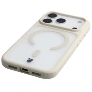 Etui z pierścieniem magnetycznym Bizon Case MatteO do Apple iPhone 17 Pro przydymione-beżowe