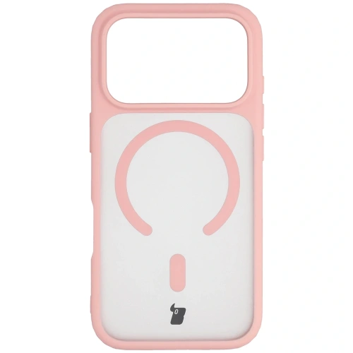 Etui z pierścieniem magnetycznym Bizon Case MatteO do Apple iPhone 17 Pro przydymione-jasnoróżowe