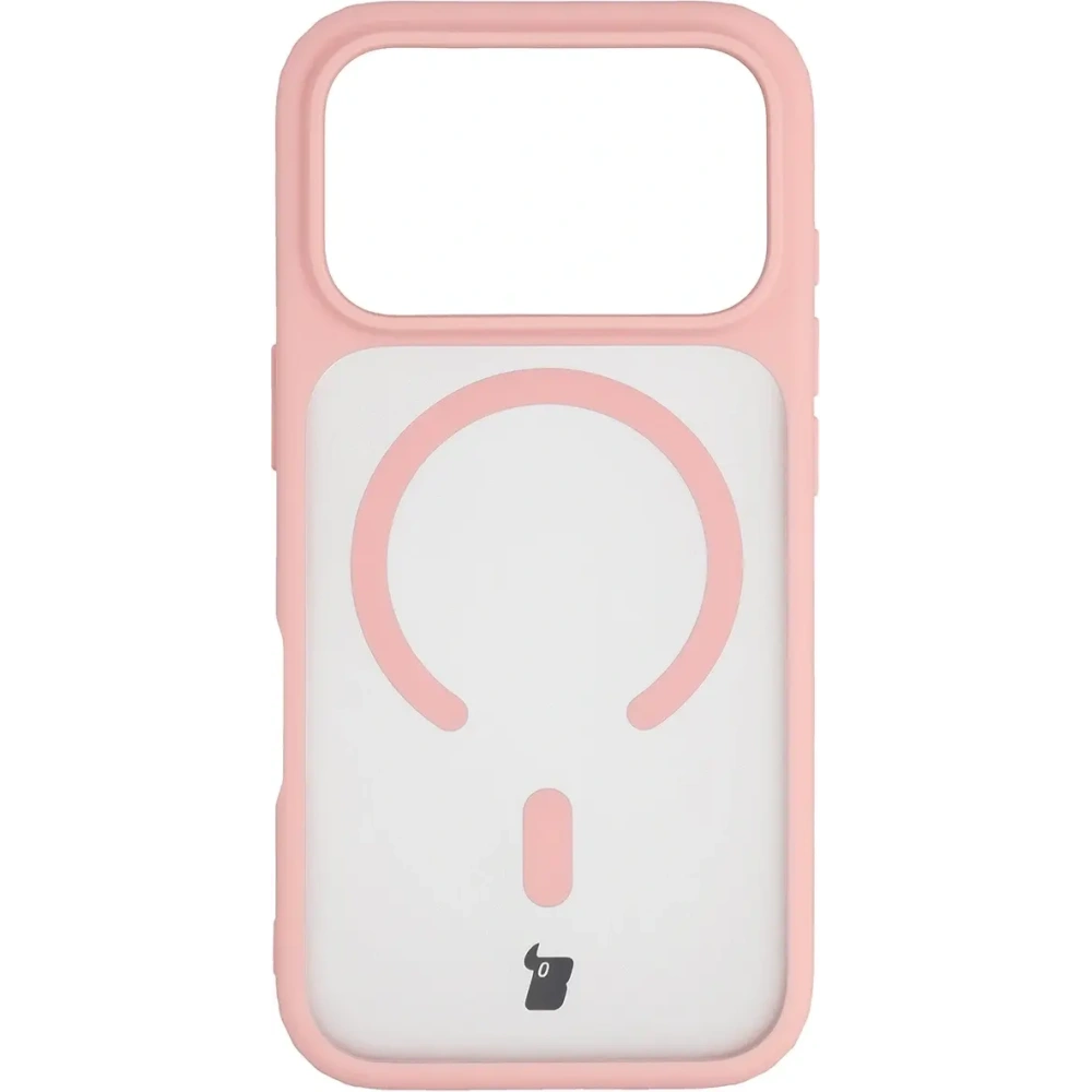Etui z pierścieniem magnetycznym Bizon Case MatteO do Apple iPhone 17 Pro przydymione-jasnoróżowe