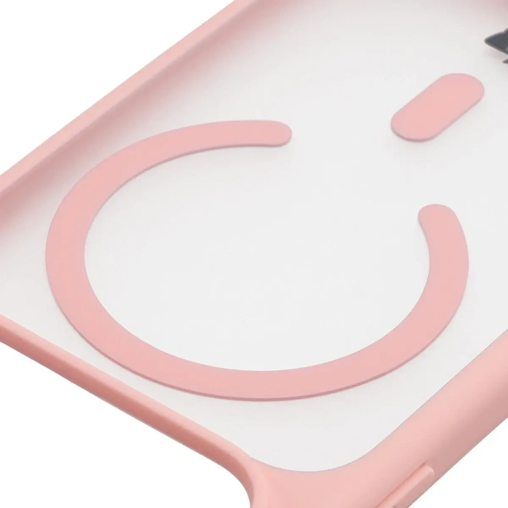 Etui z pierścieniem magnetycznym Bizon Case MatteO do Apple iPhone 17 Pro przydymione-jasnoróżowe