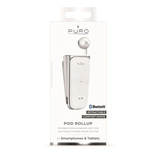 Kup Wysuwana słuchawka Bluetooth PURO Pod Rollup z klipsem (biały) - PUR034WHT - {ean13} - Sklep Home Screen