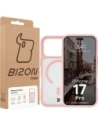 Etui z pierścieniem magnetycznym Bizon Case MatteO do Apple iPhone 17 Pro przydymione-jasnoróżowe