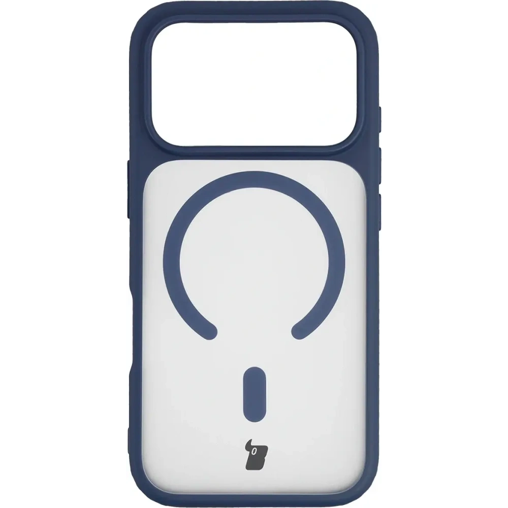 Etui z pierścieniem magnetycznym Bizon Case MatteO do Apple iPhone 17 Pro przydymione-granatowe