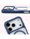 Etui z pierścieniem magnetycznym Bizon Case MatteO do Apple iPhone 17 Pro przydymione-granatowe