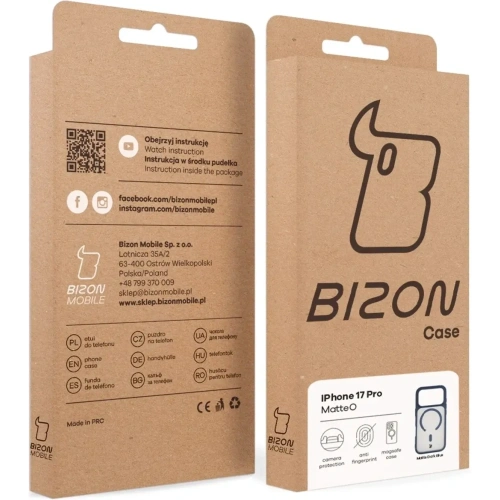 Etui z pierścieniem magnetycznym Bizon Case MatteO do Apple iPhone 17 Pro przydymione-granatowe
