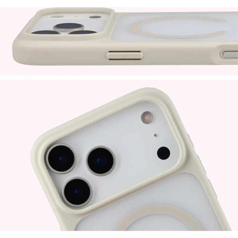 Etui z pierścieniem magnetycznym Bizon Case MatteO do Apple iPhone 17 Pro Max przydymione-beżowe