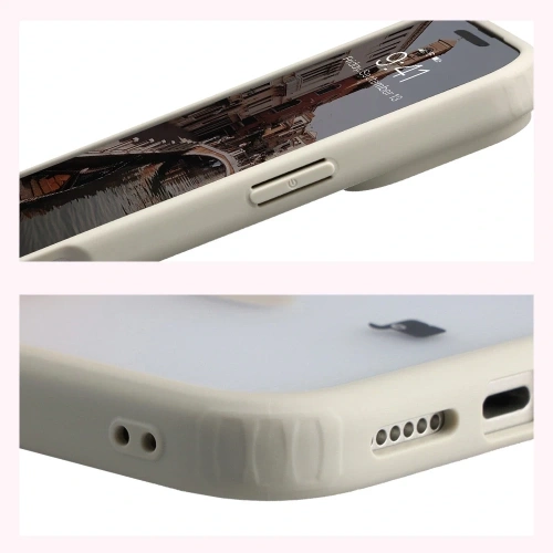 Etui z pierścieniem magnetycznym Bizon Case MatteO do Apple iPhone 17 Pro Max przydymione-beżowe