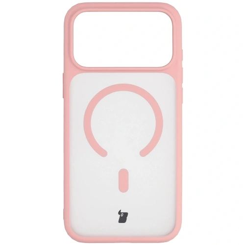 Etui z pierścieniem magnetycznym Bizon Case MatteO do Apple iPhone 17 Pro Max przydymione-jasnoróżowe