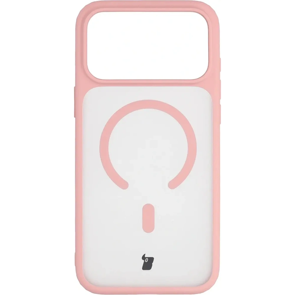 Etui z pierścieniem magnetycznym Bizon Case MatteO do Apple iPhone 17 Pro Max przydymione-jasnoróżowe