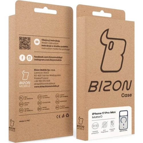Etui z pierścieniem magnetycznym Bizon Case MatteO do Apple iPhone 17 Pro Max przydymione-granatowe