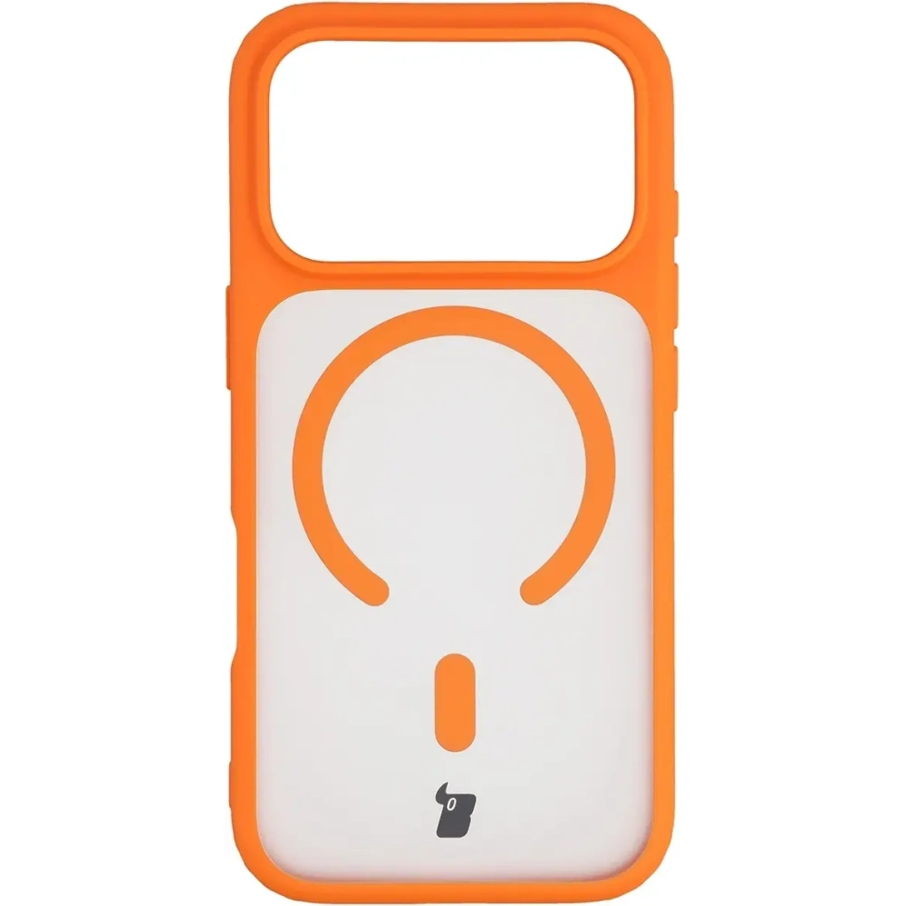 Etui z pierścieniem magnetycznym Bizon Case MatteO do Apple iPhone 17 Pro przydymione-pomarańczowe