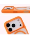 Etui z pierścieniem magnetycznym Bizon Case MatteO do Apple iPhone 17 Pro przydymione-pomarańczowe