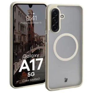 Etui z pierścieniem magnetycznym Bizon Case MatteO do Samsung Galaxy A17 5G przydymione-beżowe