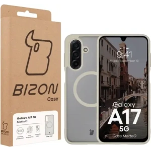 Etui z pierścieniem magnetycznym Bizon Case MatteO do Samsung Galaxy A17 5G przydymione-beżowe