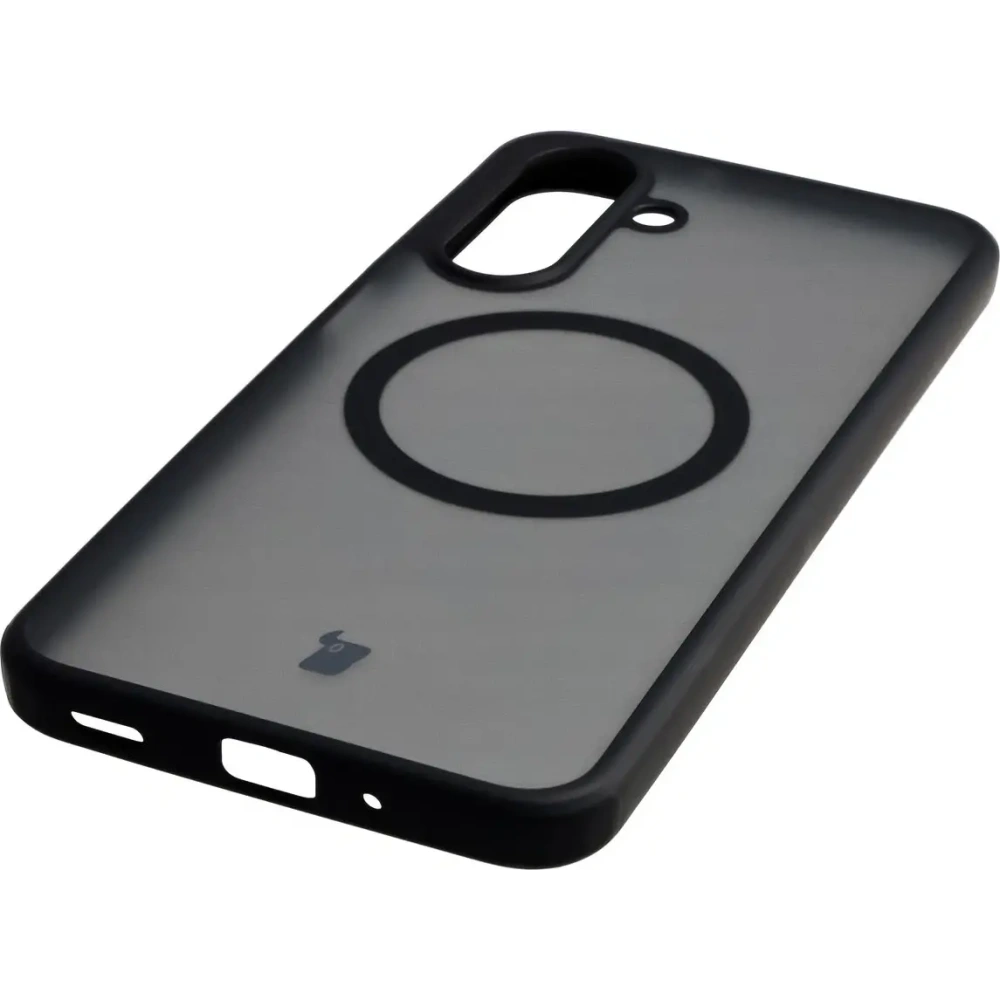 Etui z pierścieniem magnetycznym Bizon Case MatteO do Samsung Galaxy A17 5G przydymione-czarne