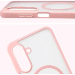 Etui z pierścieniem magnetycznym Bizon Case MatteO do Samsung Galaxy A17 5G przydymione-jasnoróżowe