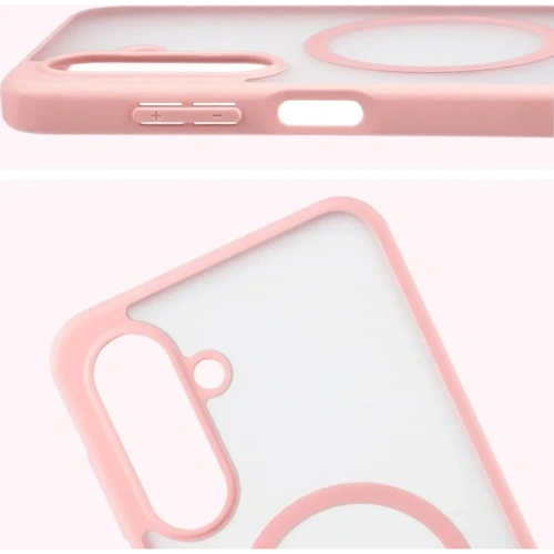 Etui z pierścieniem magnetycznym Bizon Case MatteO do Samsung Galaxy A17 5G przydymione-jasnoróżowe
