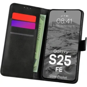 Etui z klapką Bizon Case Pocket do Samsung Galaxy S25 FE czarne