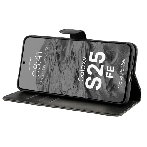 Etui z klapką Bizon Case Pocket do Samsung Galaxy S25 FE czarne