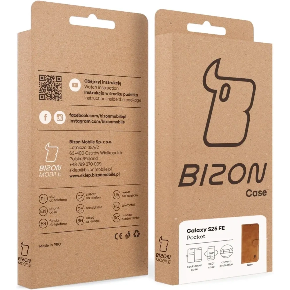 Etui z klapką Bizon Case Pocket do Samsung Galaxy S25 FE brązowe