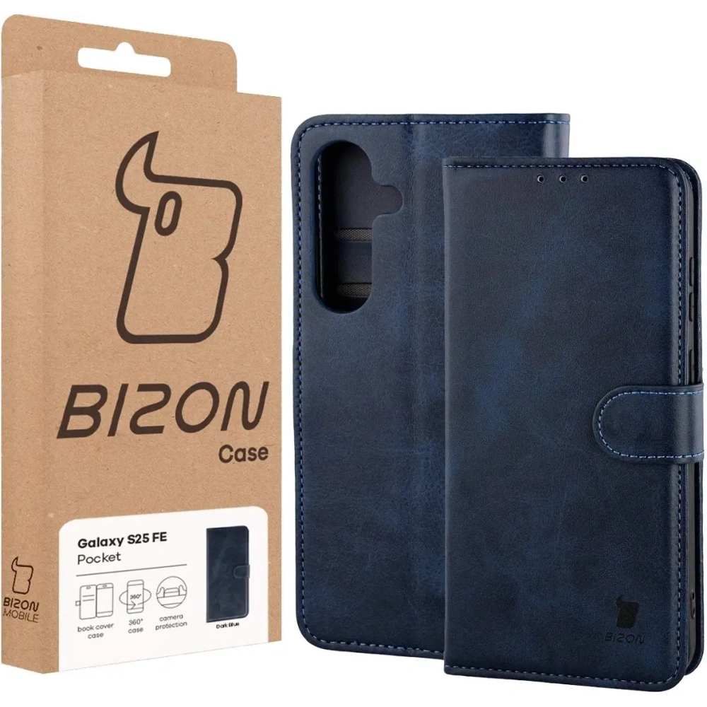 Etui z klapką Bizon Case Pocket do Samsung Galaxy S25 FE granatowe