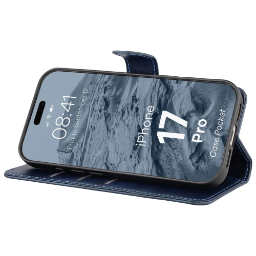 Etui z klapką Bizon Case Pocket do Apple iPhone 17 Pro granatowe
