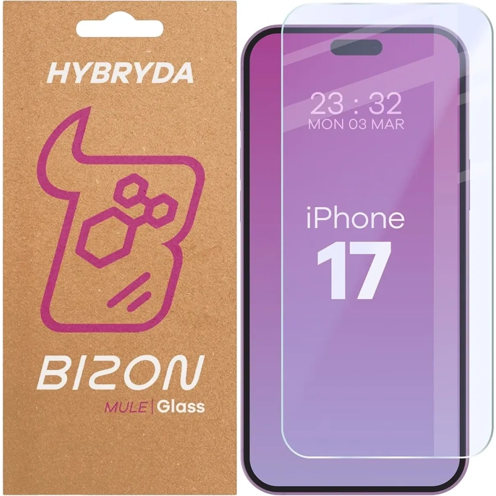 Elastyczne szkło hybrydowe Bizon Glass Mule do Apple iPhone 17