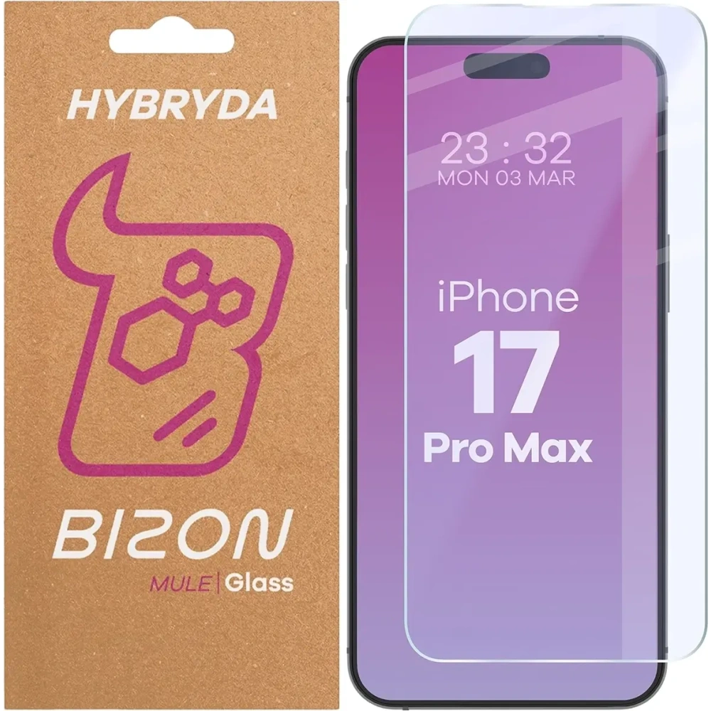 Elastyczne szkło hybrydowe Bizon Glass Mule do Apple iPhone 17 Pro Max