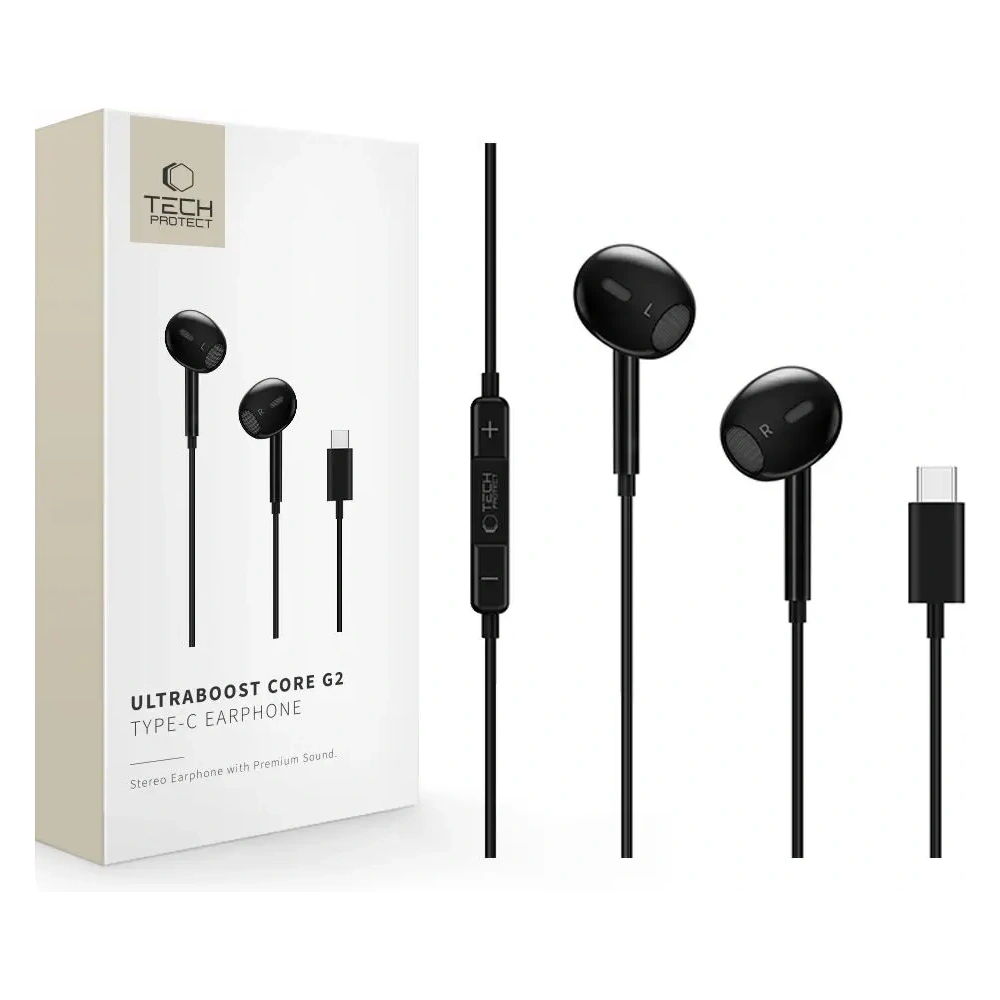 Słuchawki douszne Tech-Protect Ultraboost USB-C Earphone Core G2 Black