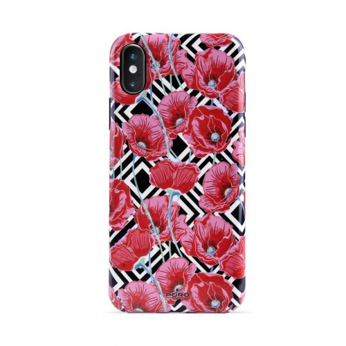 Buy PURO Glam Geo Flowers Apple iPhone XS/X (Red Poppies) - 8033830276606 - PUR050RED - Homescreen.pl